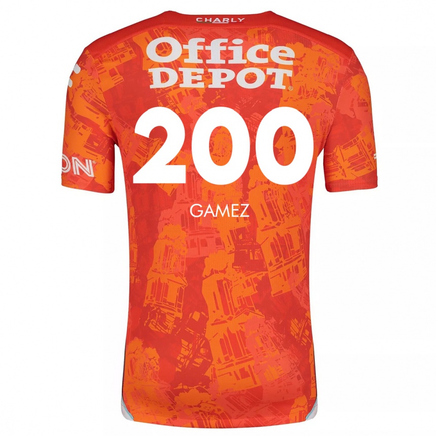 Kids Football Sergio Gámez #200 Orange White Away Jersey 2024/25 T-Shirt