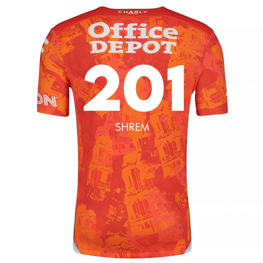 Kids Football David Shrem #201 Orange White Away Jersey 2024/25 T-Shirt