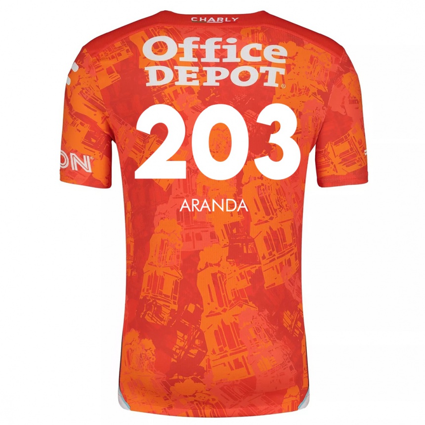 Kids Football Juan Aranda #203 Orange White Away Jersey 2024/25 T-Shirt