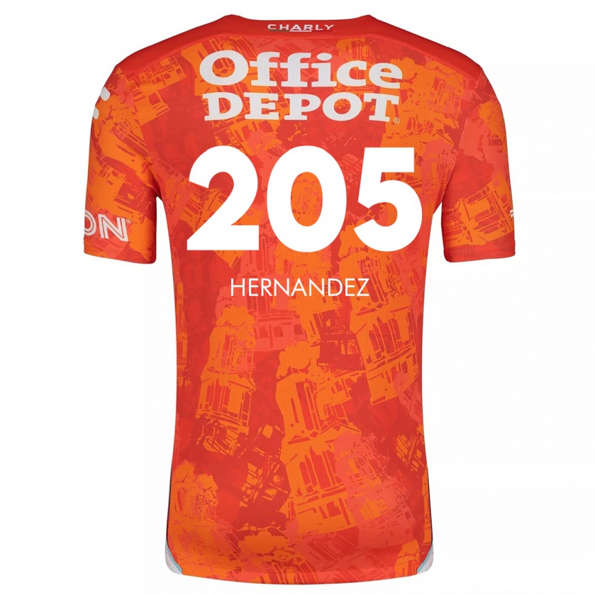 Kids Football Sergio Hernández #205 Orange White Away Jersey 2024/25 T-Shirt