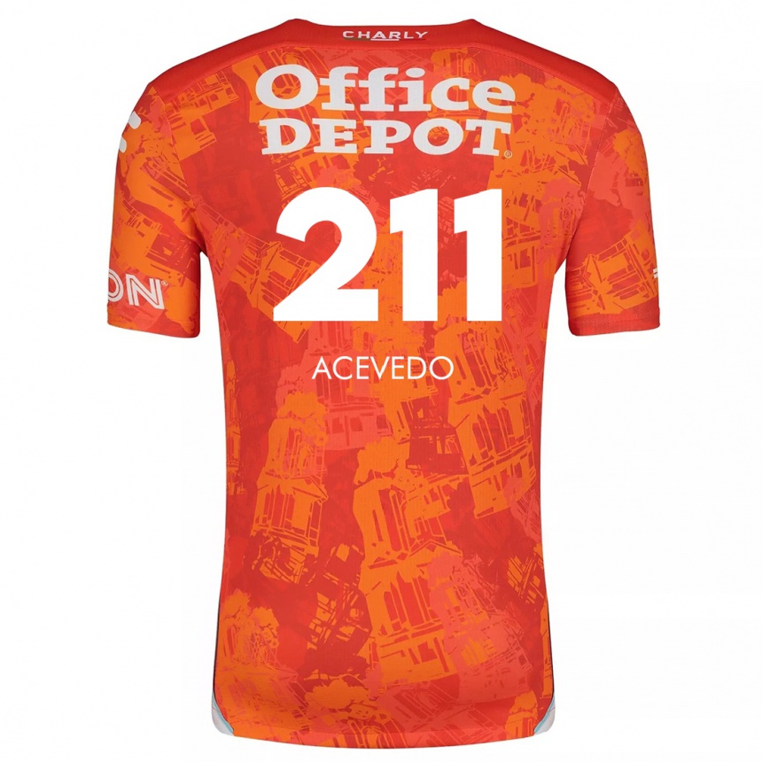 Kids Football Gerardo Acevedo #211 Orange White Away Jersey 2024/25 T-Shirt