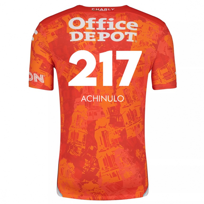 Kids Football Princewill Achinulo #217 Orange White Away Jersey 2024/25 T-Shirt