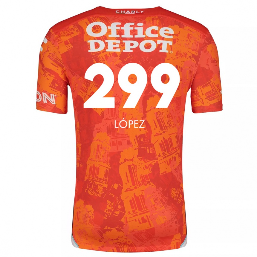 Kids Football Santiago López #299 Orange White Away Jersey 2024/25 T-Shirt