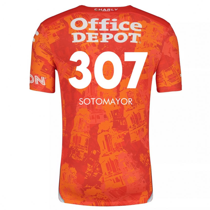 Kids Football Jacob Sotomayor #307 Orange White Away Jersey 2024/25 T-Shirt