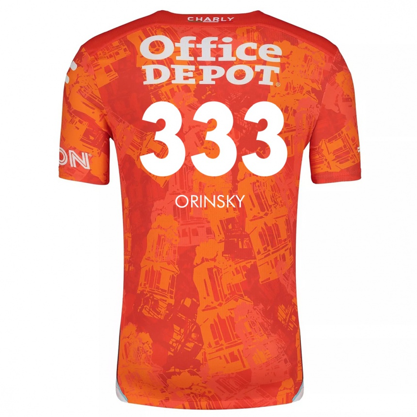 Kids Football Edson Orinsky #333 Orange White Away Jersey 2024/25 T-Shirt