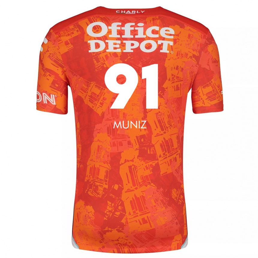 Kids Football Brandon Muñiz #91 Orange White Away Jersey 2024/25 T-Shirt