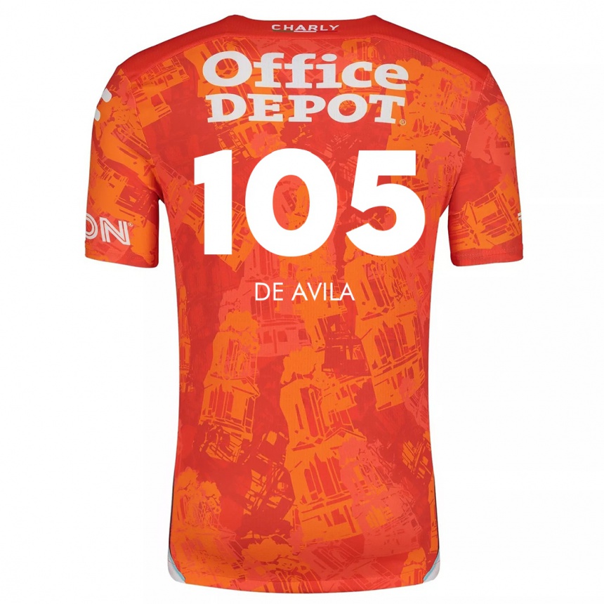 Kids Football José De Ávila #105 Orange White Away Jersey 2024/25 T-Shirt