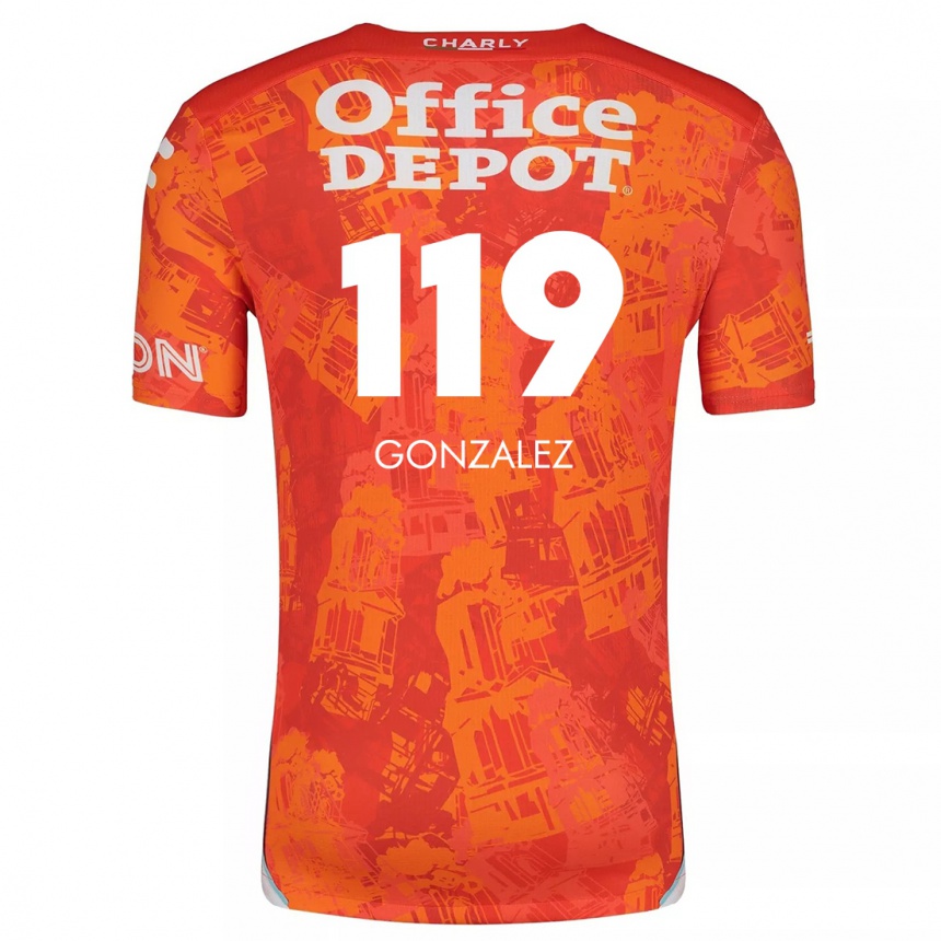 Kids Football Juan González #119 Orange White Away Jersey 2024/25 T-Shirt