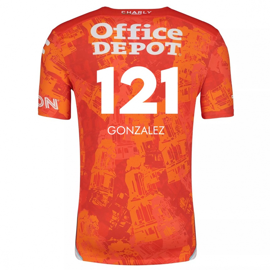 Kids Football Cristian González #121 Orange White Away Jersey 2024/25 T-Shirt