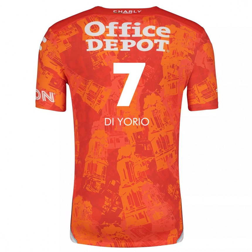 Kids Football Lucas Di Yorio #7 Orange White Away Jersey 2024/25 T-Shirt