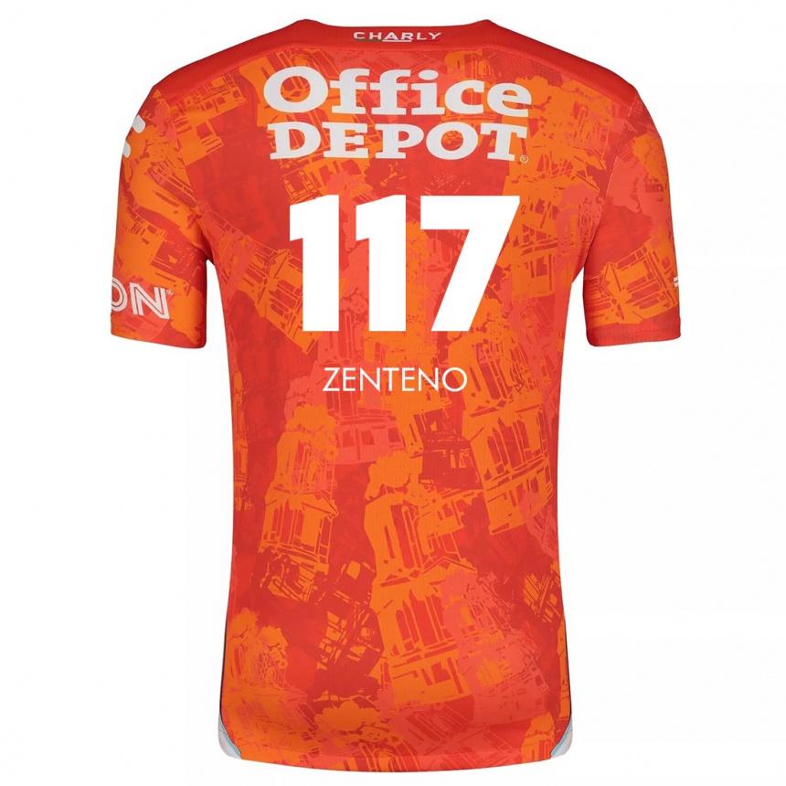 Kids Football Gustavo Zenteno #117 Orange White Away Jersey 2024/25 T-Shirt