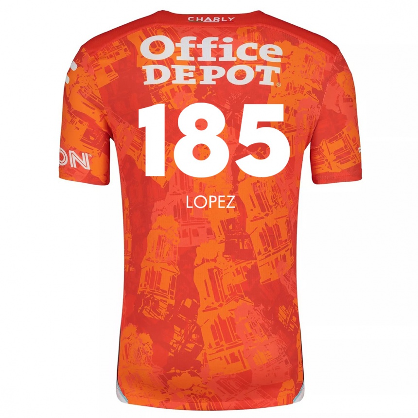 Kids Football René López #185 Orange White Away Jersey 2024/25 T-Shirt