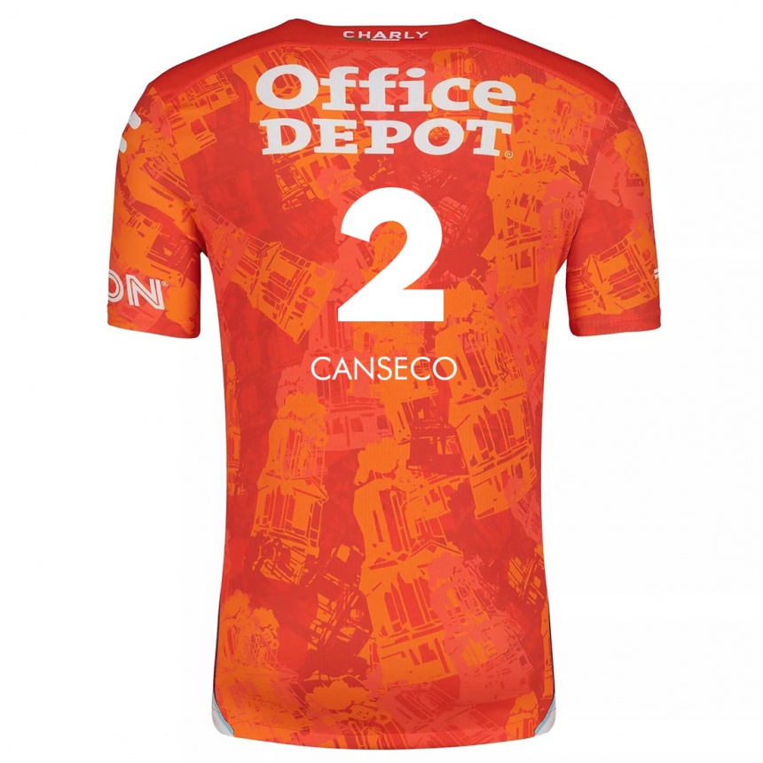 Kids Football Fernanda Canseco #2 Orange White Away Jersey 2024/25 T-Shirt