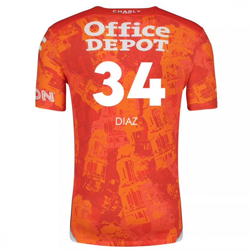 Kids Football Karen Díaz #34 Orange White Away Jersey 2024/25 T-Shirt