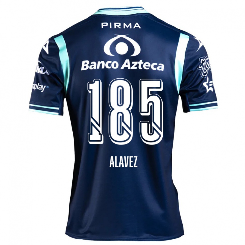 Kids Football Brian Alavez #185 Navy Blue Away Jersey 2024/25 T-Shirt