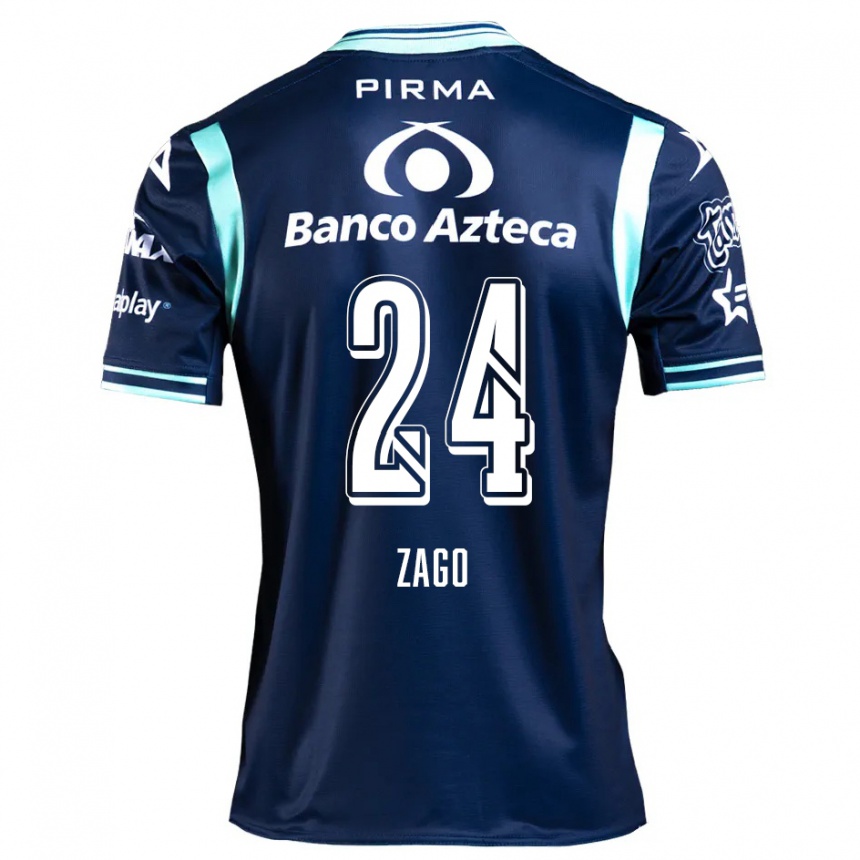 Kids Football Diego Zago #24 Navy Blue Away Jersey 2024/25 T-Shirt