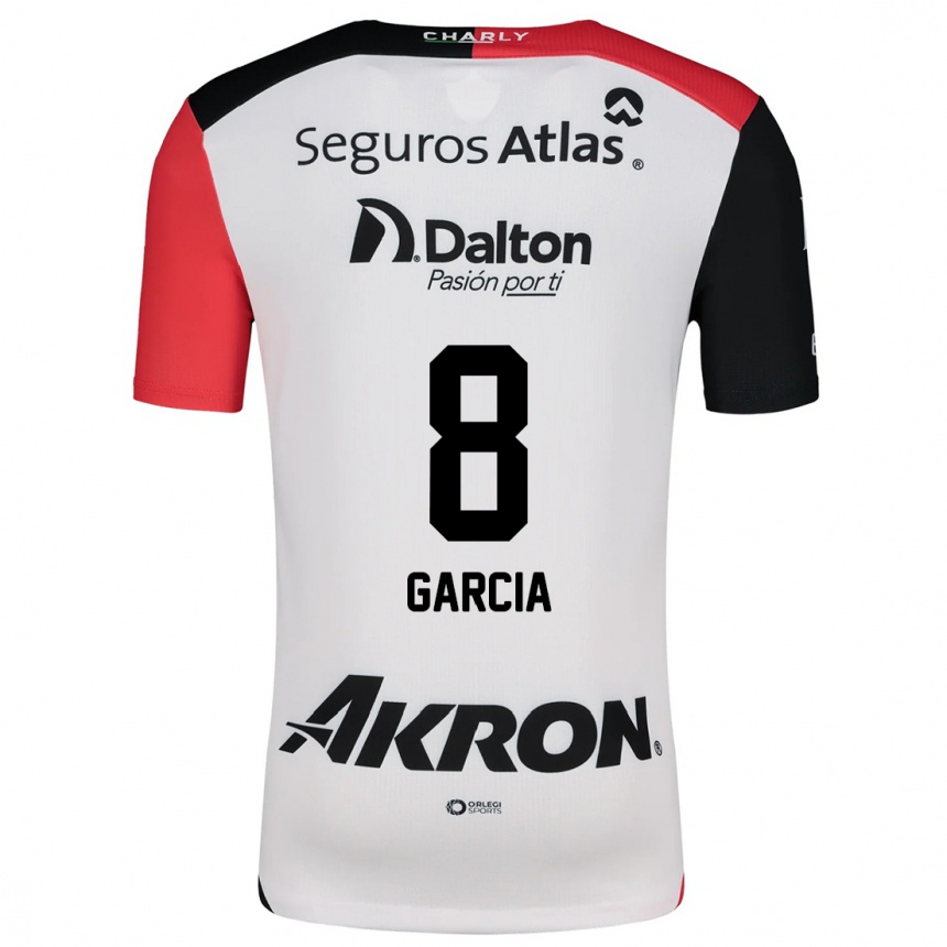 Kids Football Mateo García #8 White Red Black Away Jersey 2024/25 T-Shirt