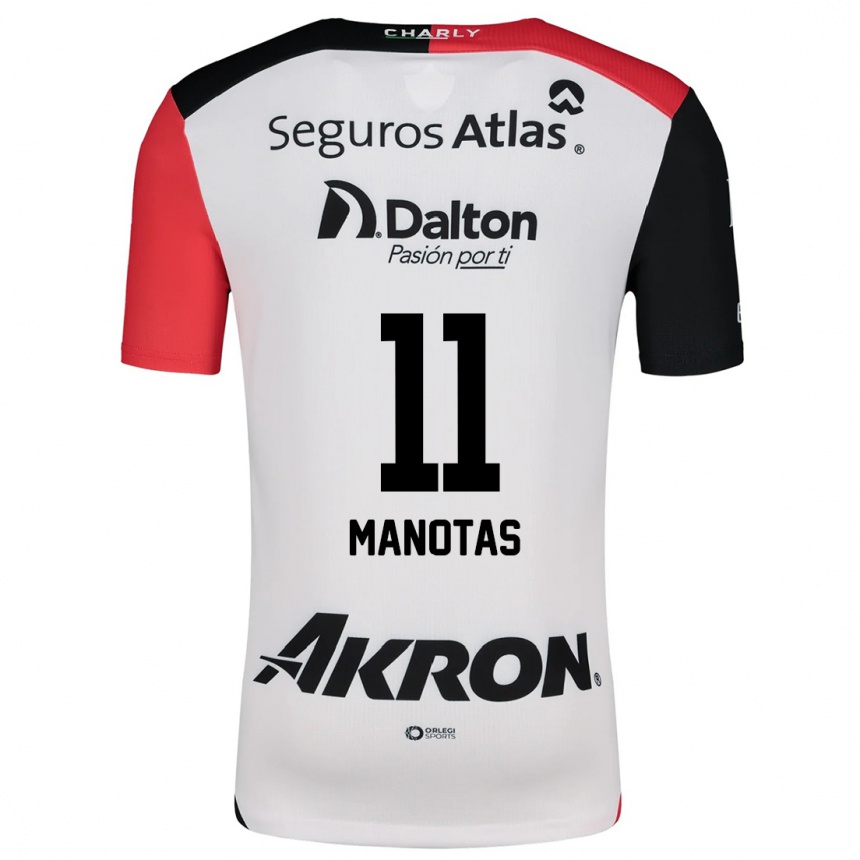 Kids Football Mauro Manotas #11 White Red Black Away Jersey 2024/25 T-Shirt