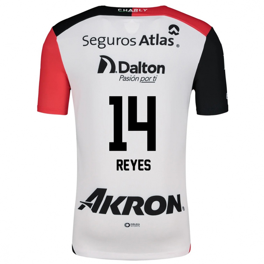 Kids Football Luis Reyes #14 White Red Black Away Jersey 2024/25 T-Shirt