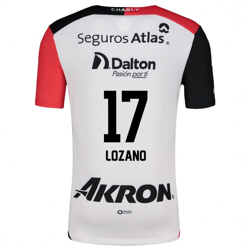 Kids Football José Lozano #17 White Red Black Away Jersey 2024/25 T-Shirt