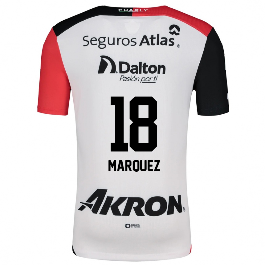 Kids Football Jeremy Márquez #18 White Red Black Away Jersey 2024/25 T-Shirt