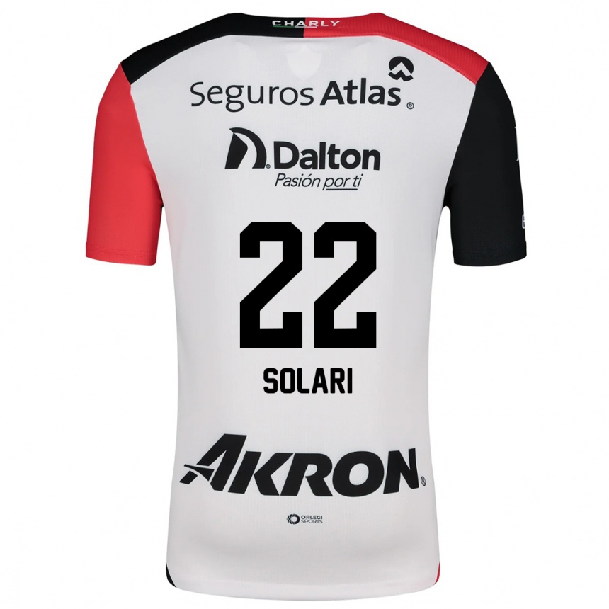 Kids Football Augusto Solari #22 White Red Black Away Jersey 2024/25 T-Shirt