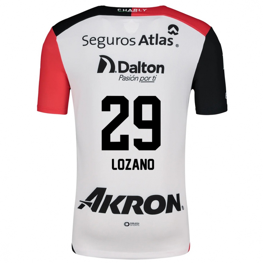 Kids Football Brian Lozano #29 White Red Black Away Jersey 2024/25 T-Shirt