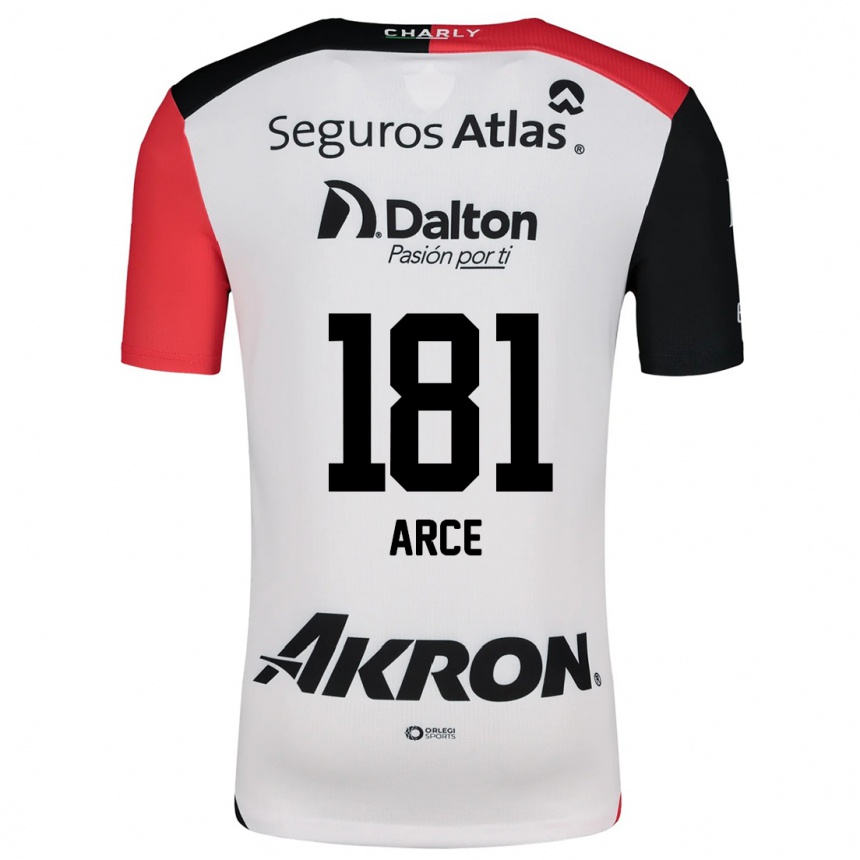 Kids Football Edson Arce #181 White Red Black Away Jersey 2024/25 T-Shirt