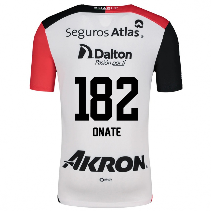 Kids Football Axel Oñate #182 White Red Black Away Jersey 2024/25 T-Shirt