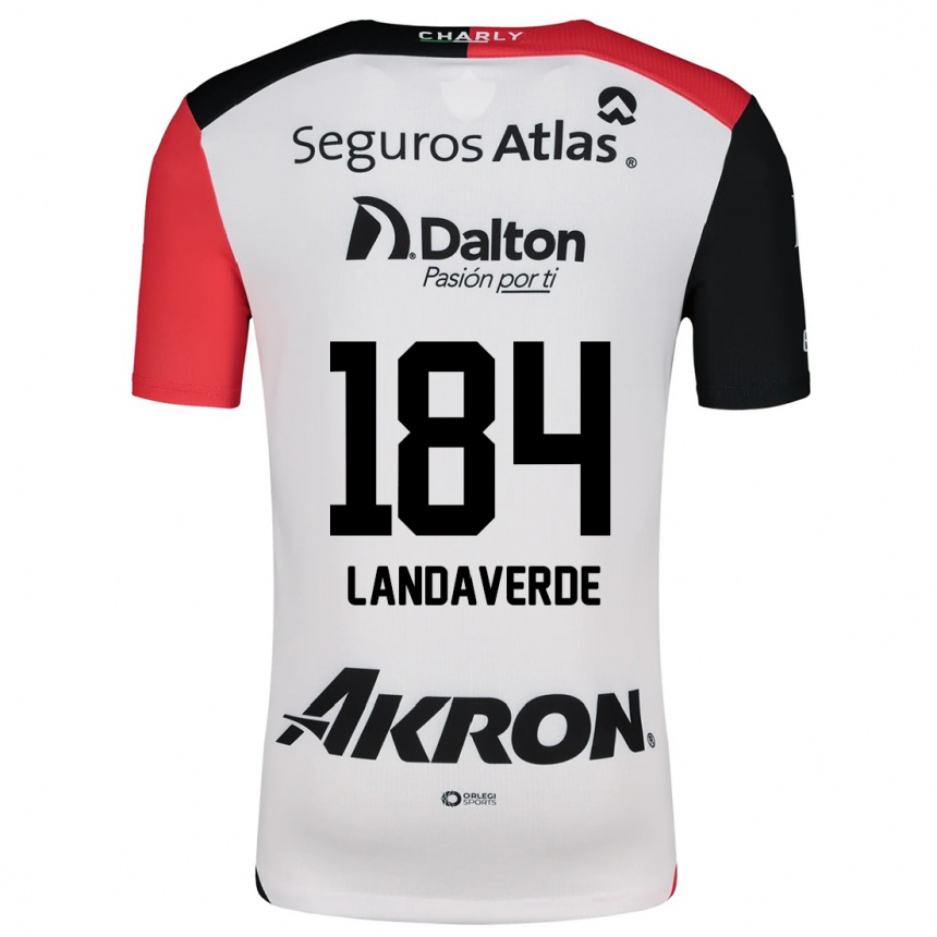 Kids Football Antero Landaverde #184 White Red Black Away Jersey 2024/25 T-Shirt