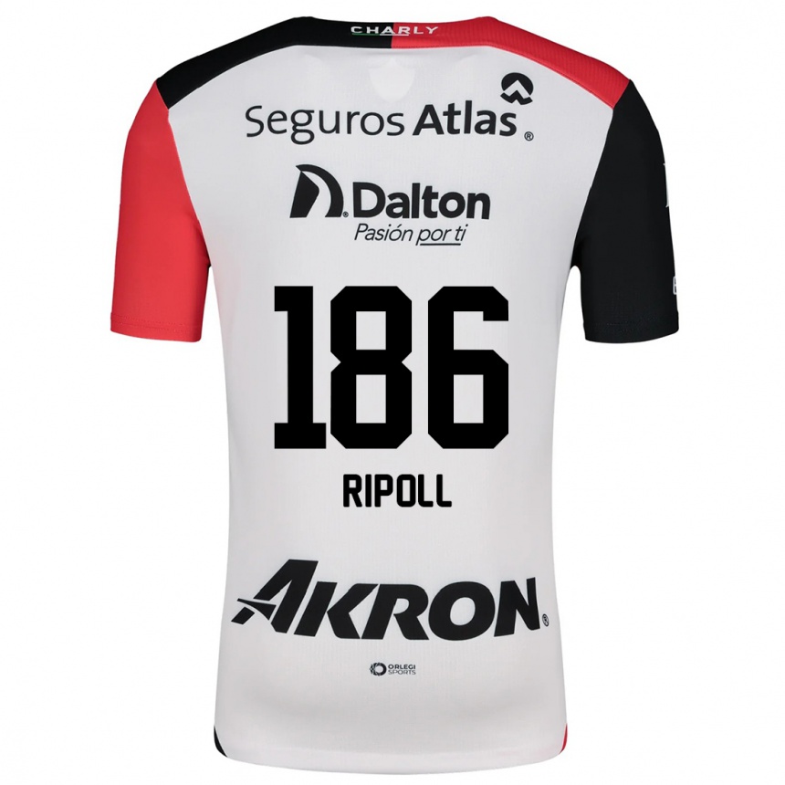 Kids Football Alonso Ripoll #186 White Red Black Away Jersey 2024/25 T-Shirt