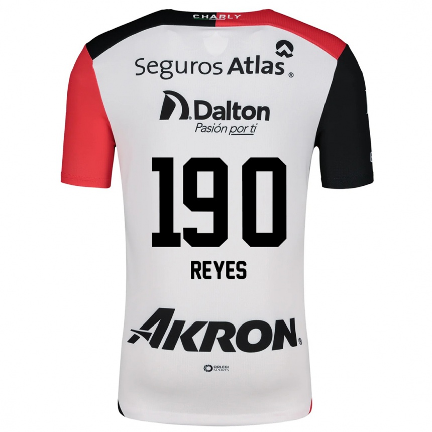 Kids Football Óscar Reyes #190 White Red Black Away Jersey 2024/25 T-Shirt