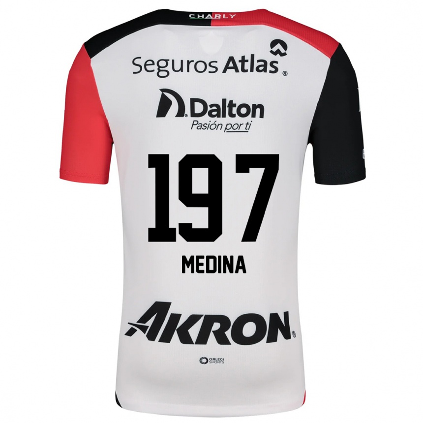 Kids Football Héctor Medina #197 White Red Black Away Jersey 2024/25 T-Shirt