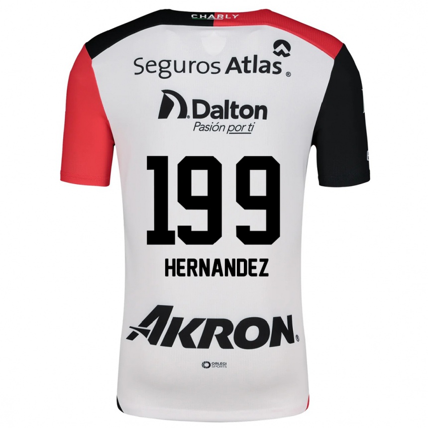 Kids Football Sergio Hernández #199 White Red Black Away Jersey 2024/25 T-Shirt