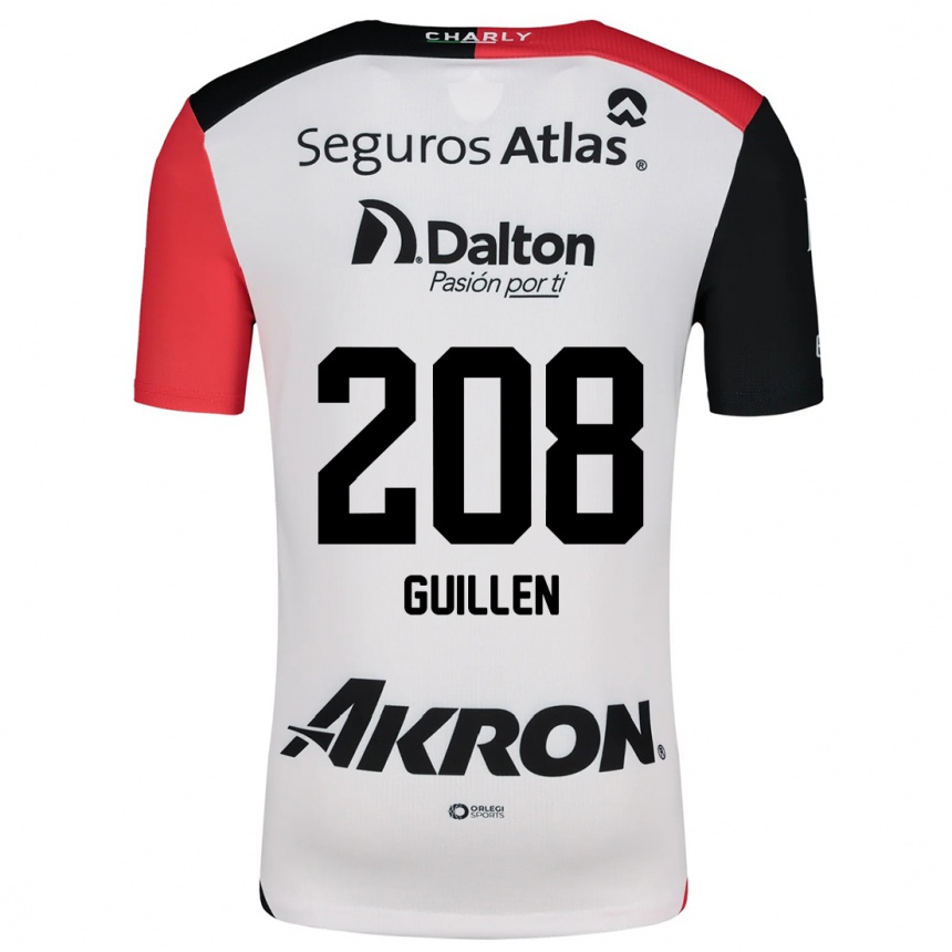 Kids Football Jesús Guillén #208 White Red Black Away Jersey 2024/25 T-Shirt