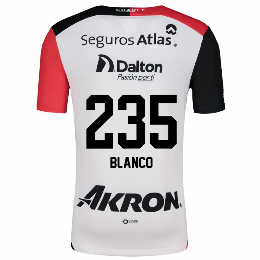 Kids Football Luis Blanco #235 White Red Black Away Jersey 2024/25 T-Shirt