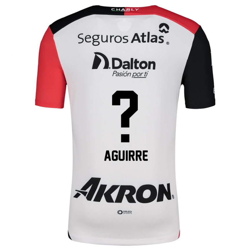 Kids Football Jesus Aguirre #0 White Red Black Away Jersey 2024/25 T-Shirt