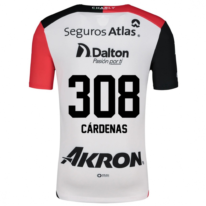 Kids Football Rodrigo Cárdenas #308 White Red Black Away Jersey 2024/25 T-Shirt