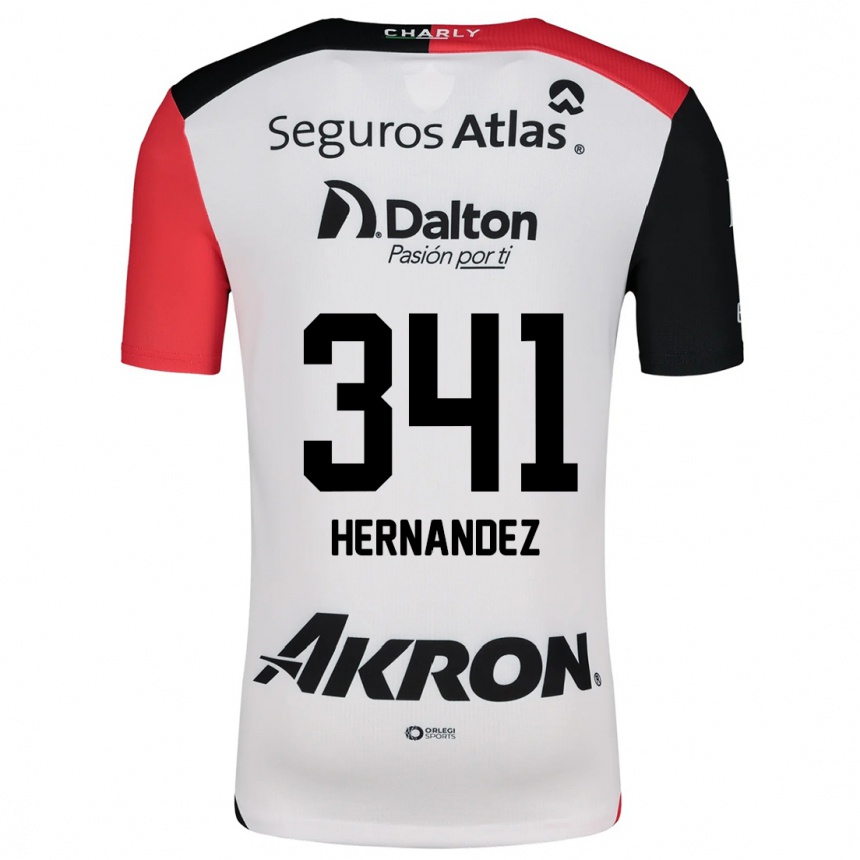 Kids Football Leonardo Hernández #341 White Red Black Away Jersey 2024/25 T-Shirt