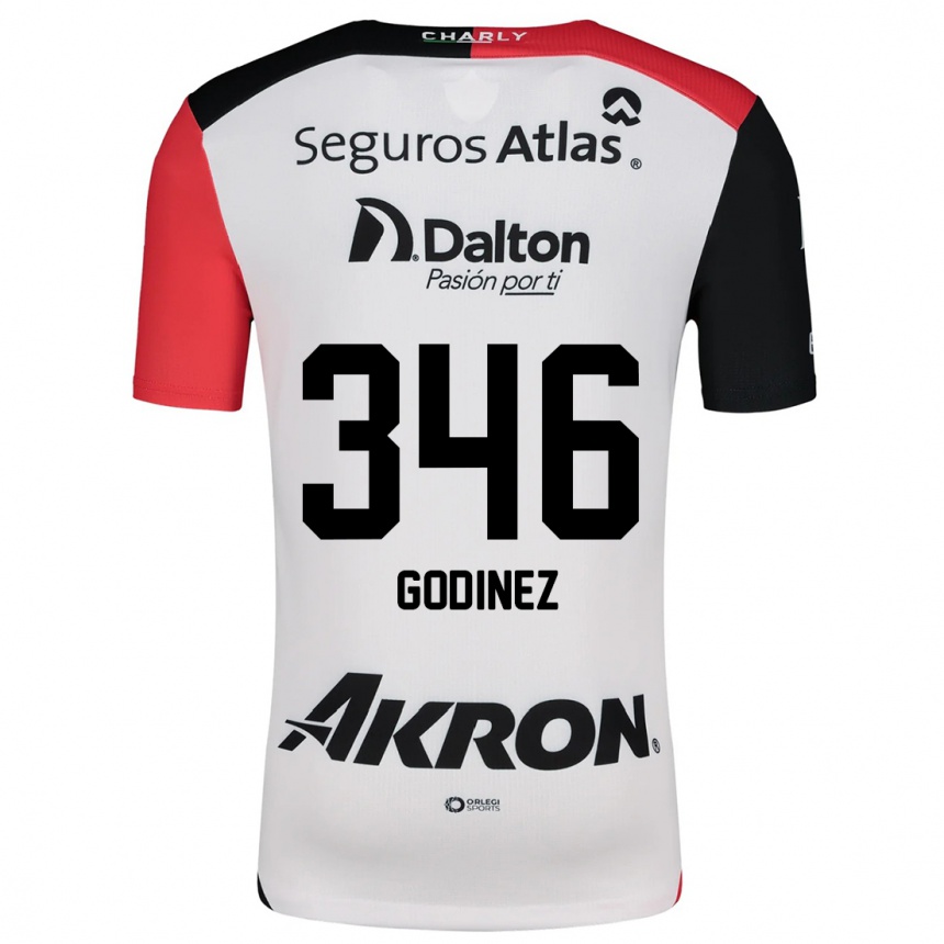 Kids Football Olmo Godínez #346 White Red Black Away Jersey 2024/25 T-Shirt