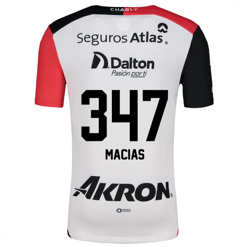 Kids Football Ángel Macías #347 White Red Black Away Jersey 2024/25 T-Shirt