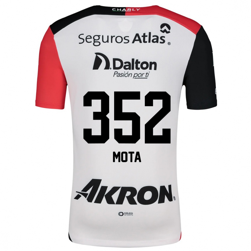 Kids Football Noé Mota #352 White Red Black Away Jersey 2024/25 T-Shirt