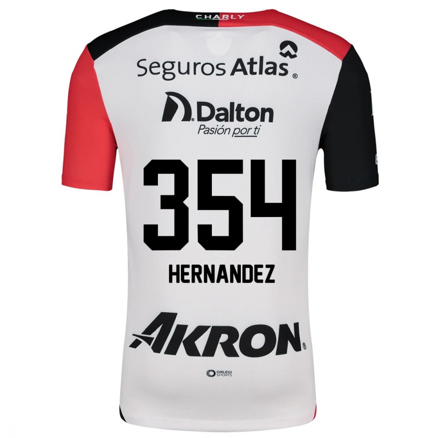 Kids Football Daniel Hernández #354 White Red Black Away Jersey 2024/25 T-Shirt