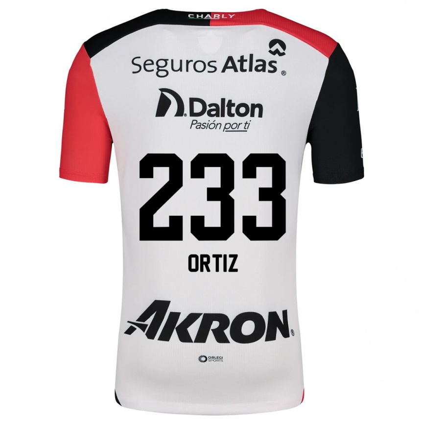 Kids Football Brandon Ortiz #233 White Red Black Away Jersey 2024/25 T-Shirt