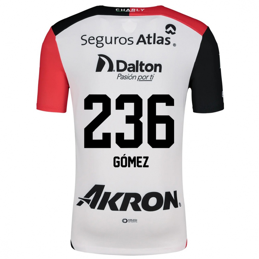 Kids Football José Gómez #236 White Red Black Away Jersey 2024/25 T-Shirt