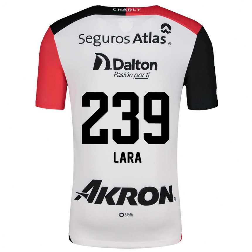 Kids Football Guadalupe Lara #239 White Red Black Away Jersey 2024/25 T-Shirt