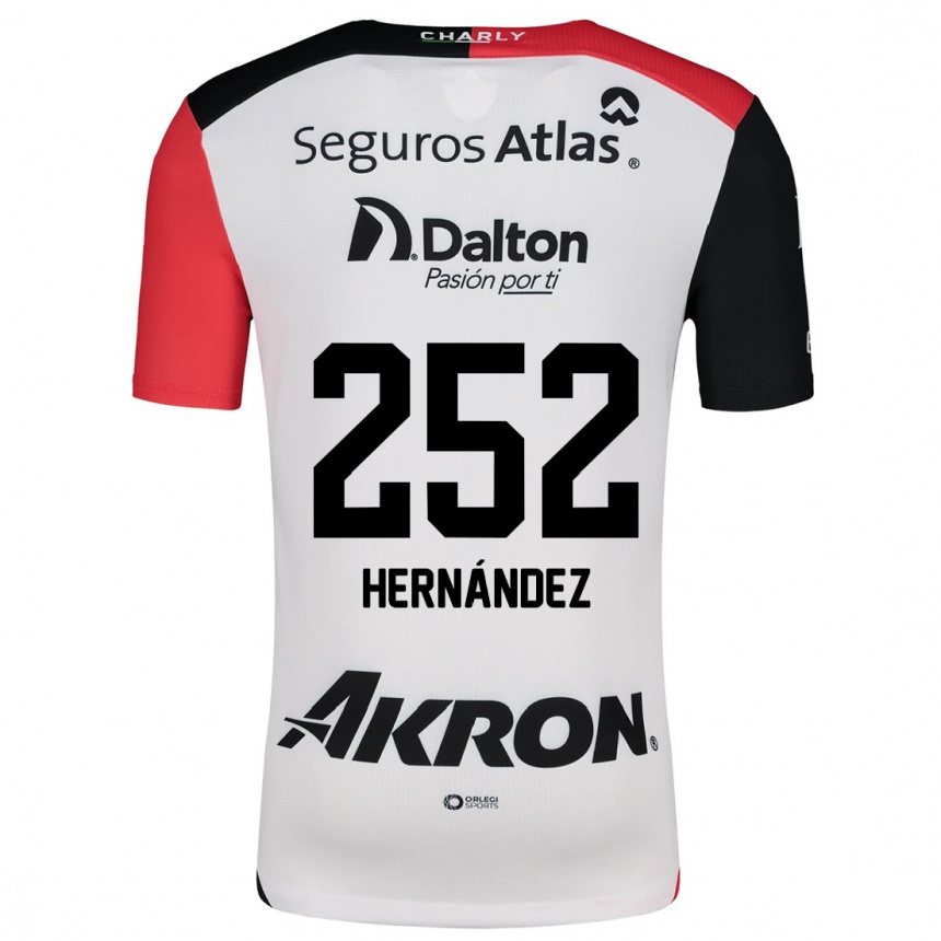 Kids Football Luis Hernández #252 White Red Black Away Jersey 2024/25 T-Shirt