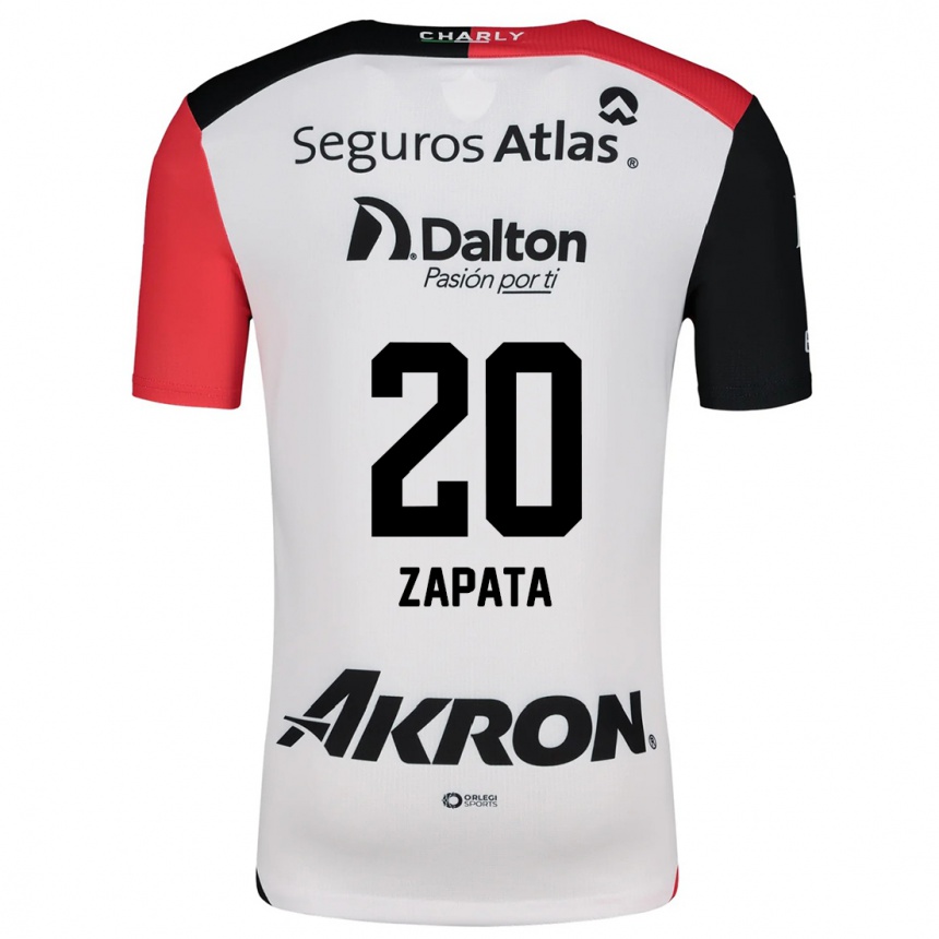 Kids Football Juan Zapata #20 White Red Black Away Jersey 2024/25 T-Shirt