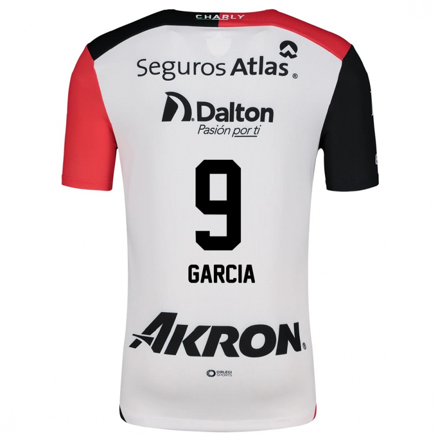 Kids Football Marcia García #9 White Red Black Away Jersey 2024/25 T-Shirt