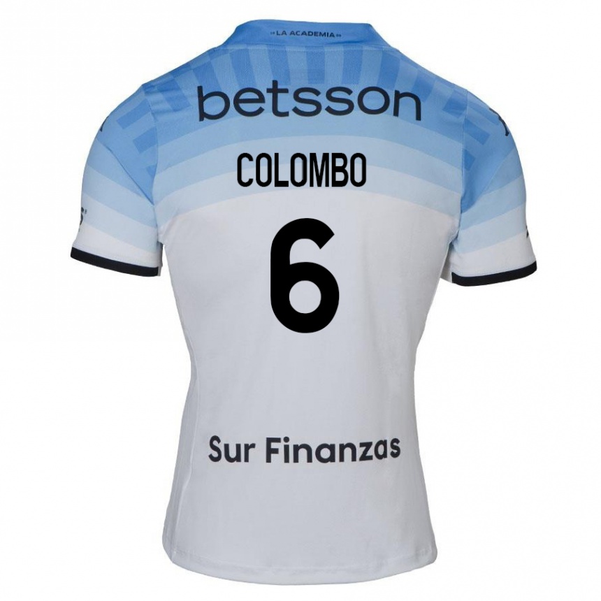 Kids Football Nazareno Colombo #6 White Blue Black Away Jersey 2024/25 T-Shirt